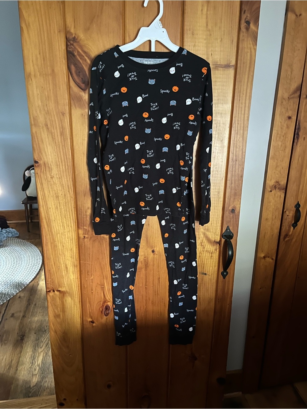 Carter's Black Halloween Print Pajama Set with Orange and White Accents